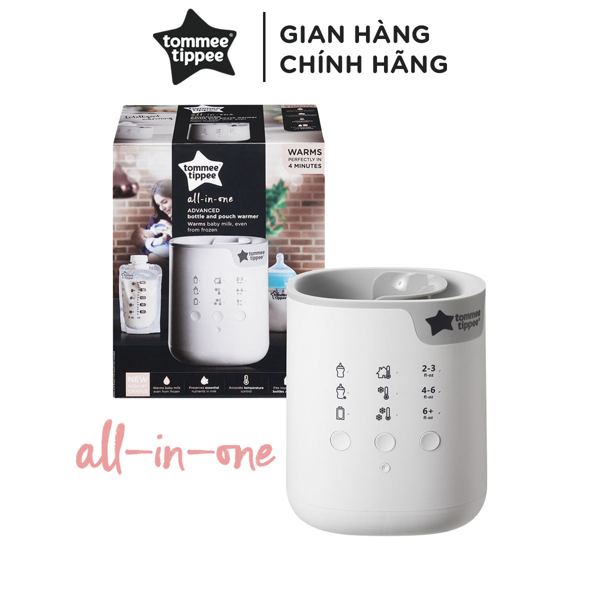 Máy rã đông, hâm nóng bình sữa và túi trữ sữa Tommee Tippee All-in-One