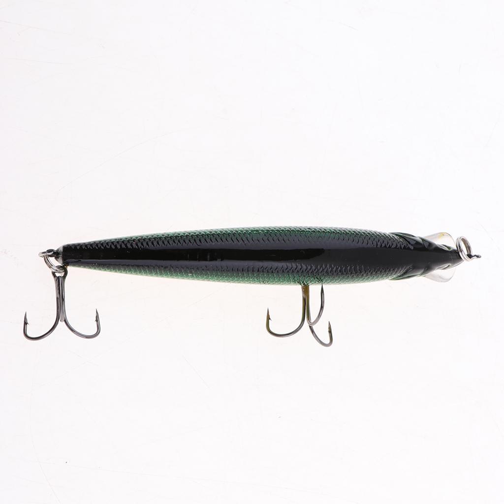 Premium Minnow Fishing Bait Hard Artificial Lure Crankbait Rigs with 2 Sharpe Anti-rust Treble Hooks