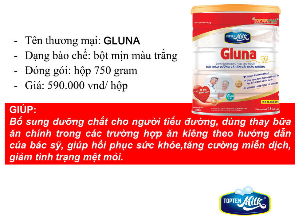 Sữa tiểu đường gluna 400g TOPTEN Milk
