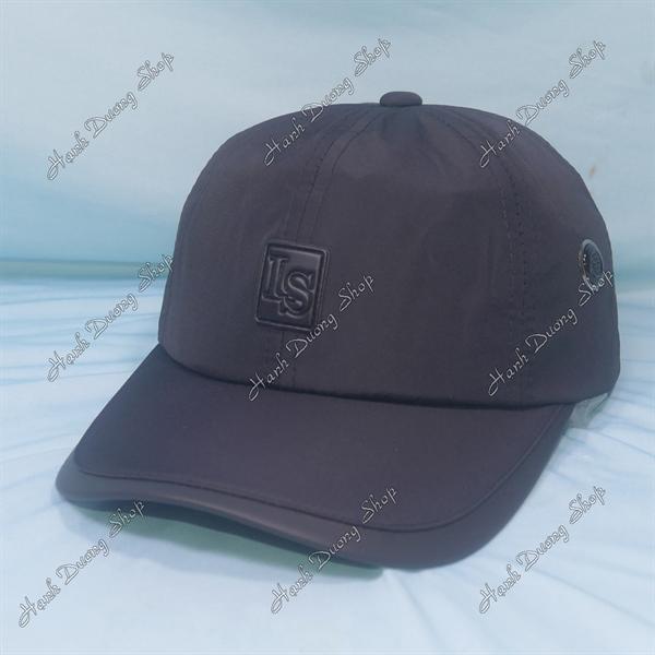 Nón kết vải dù chữ LS To sò to đẹp mắt, chất liệu vải dù, viền da mỏ kết - Đen Chữ LS To