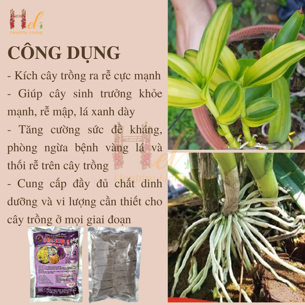 Phân Bón Hoa Lan 1 Phân Bón Túi Lưới Kích Ra Rễ, Ra Chồi - Chuyên Hoa Lan Gói 500g