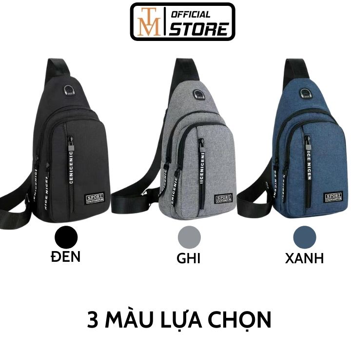 Túi Đeo Chéo Nam Vải Canvas, thiết kế 3 ngăn để đồ phong cách Hàn Quốc, Túi Đeo Vai Nam, Túi Đeo Trước Ngực Túi Đeo Hông