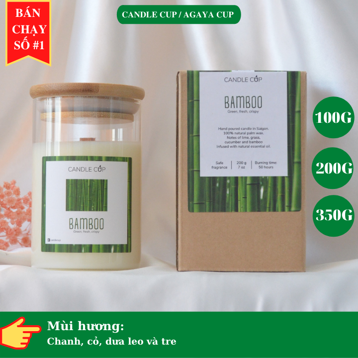 Nến thơm AGAYA candle cup hương chanh, cỏ, dưa leo và tre - mùi BAMBOO