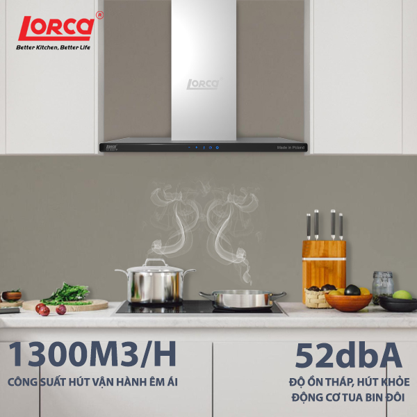 Máy hút mùi chữ T LORCA TA 6007P - Hàng Chính Hãng Nhập Khẩu Ba Lan Êm Ái Tiết Kiệm Điện Sức Hút Mạnh