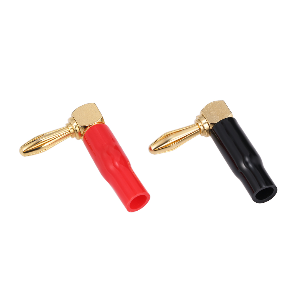 Đầu Nối Với Phích Cắm Chuối Màu Đen + Đỏ Ở Góc Phải Mạ 24 K- Nhiều Màu