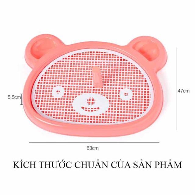 Khay Vệ Sinh Có Cọc Hình Gấu cho chó mèo. Tặng kèm tấm tả lót