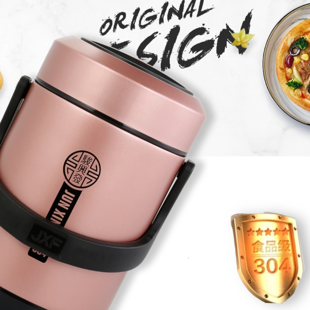 Cặp lồng ủ cơm cháo HAK1 inox 304# cao cấp 1,2 Lít / 1,6 lít và 2 lít chống tràn