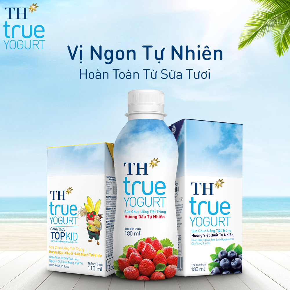 Thùng 48 hộp sữa chua uống tiệt trùng TOPKID hương dâu tự nhiên TH True Yogurt 110ml (110ml x 48)