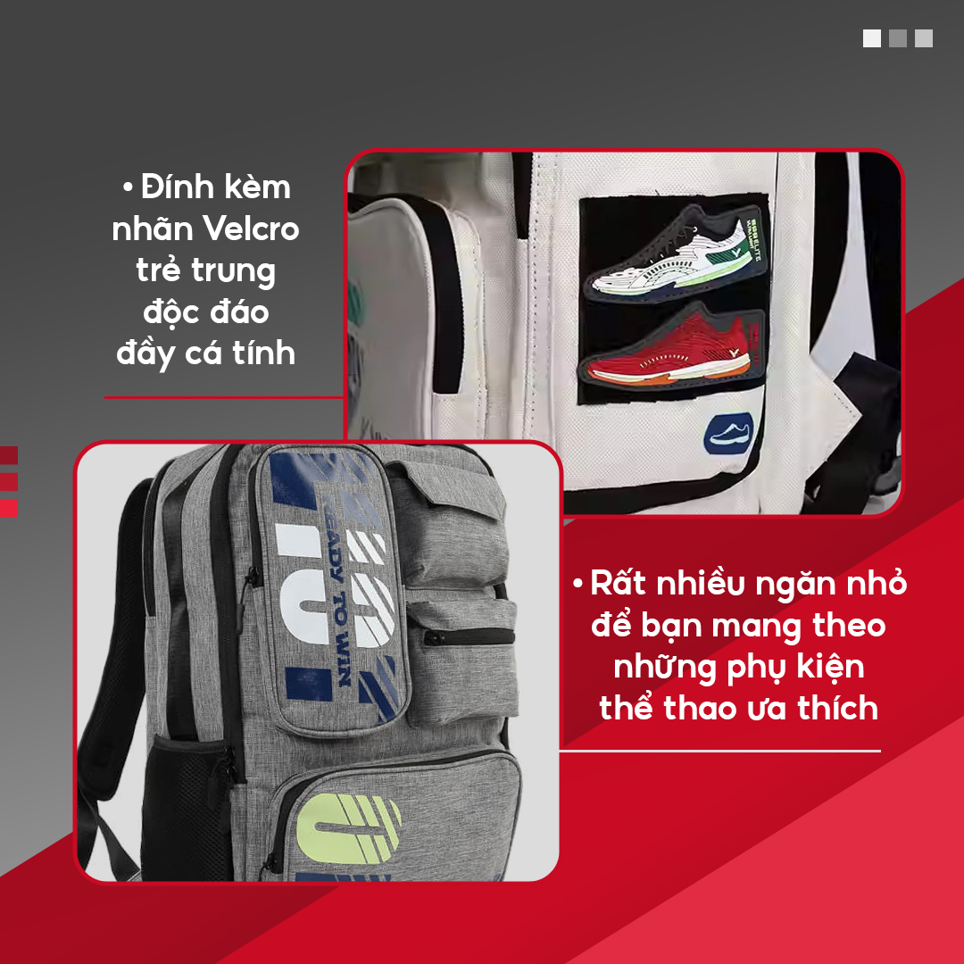 Balo Cầu Lông Victo 3032 Xám Hàng - 2 Ngăn Chính , 1 Ngăn Đựng Giày , 4 Ngăn Phụ