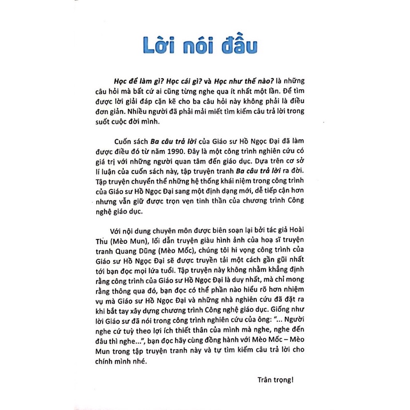 Ba Câu Trả Lời Cấp Độ 1- Học Để Làm Gì? Học Cái Gì? Học Như Thế Nào?