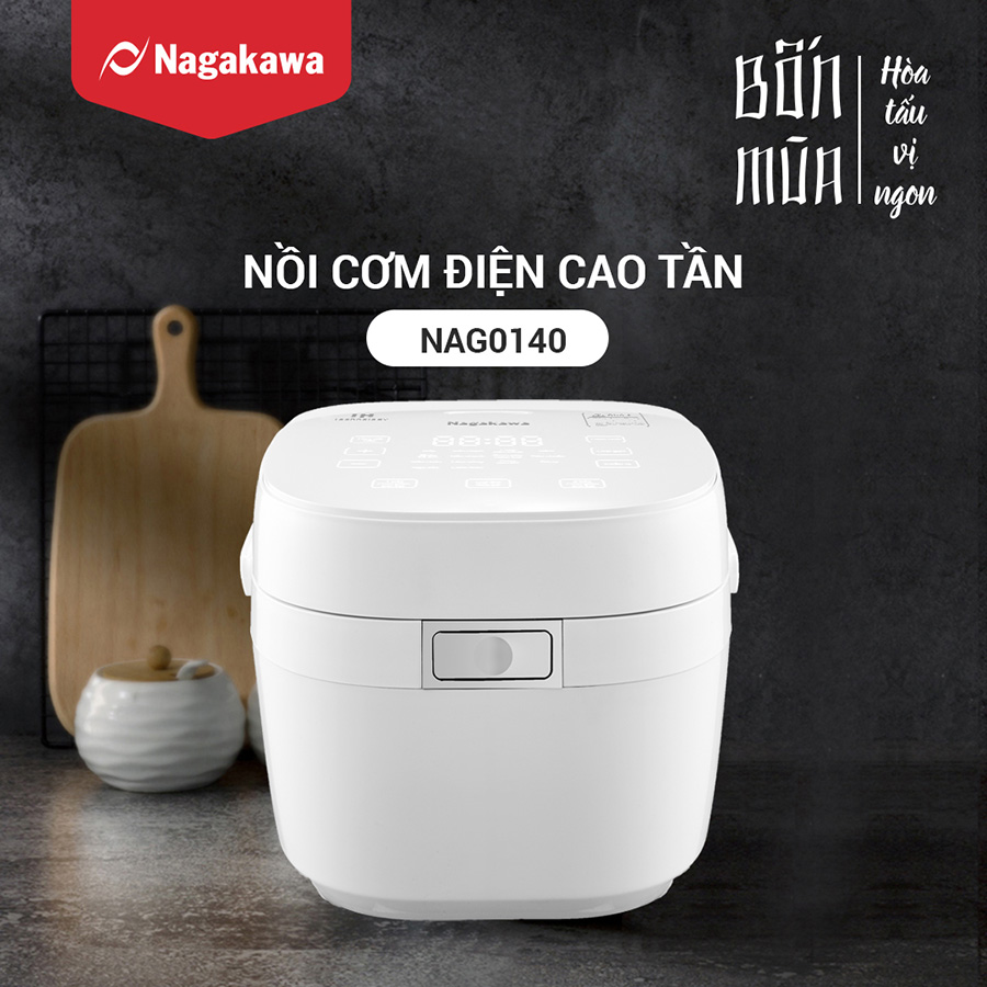 Nồi cơm điện cao tần Nagakawa NAG0140 (1.2L) - 12 chế độ nấu - Giảm tinh bột