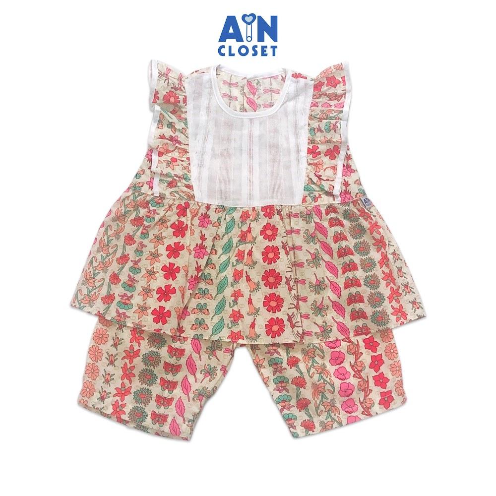 Bộ quần áo lửng bé gái họa tiết Hoa nhiều màu cotton - AICDBGM95EYP - AIN Closet