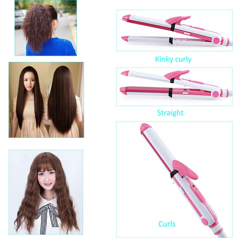 Máy làm tóc uốn, bấm, duỗi đa năng KM 1213 Nhiều Chức Năng Làm Phồng Uốn Cụp Uốn Xoăn Dập Xù Duỗi Thẳng