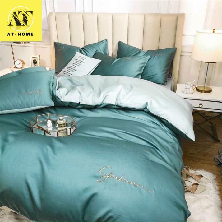 Set 5 Món Chăn Trần Bông Ga Gối Tencel 40s SUMOI - Xanh Rêu LAN PHAM BEDDING