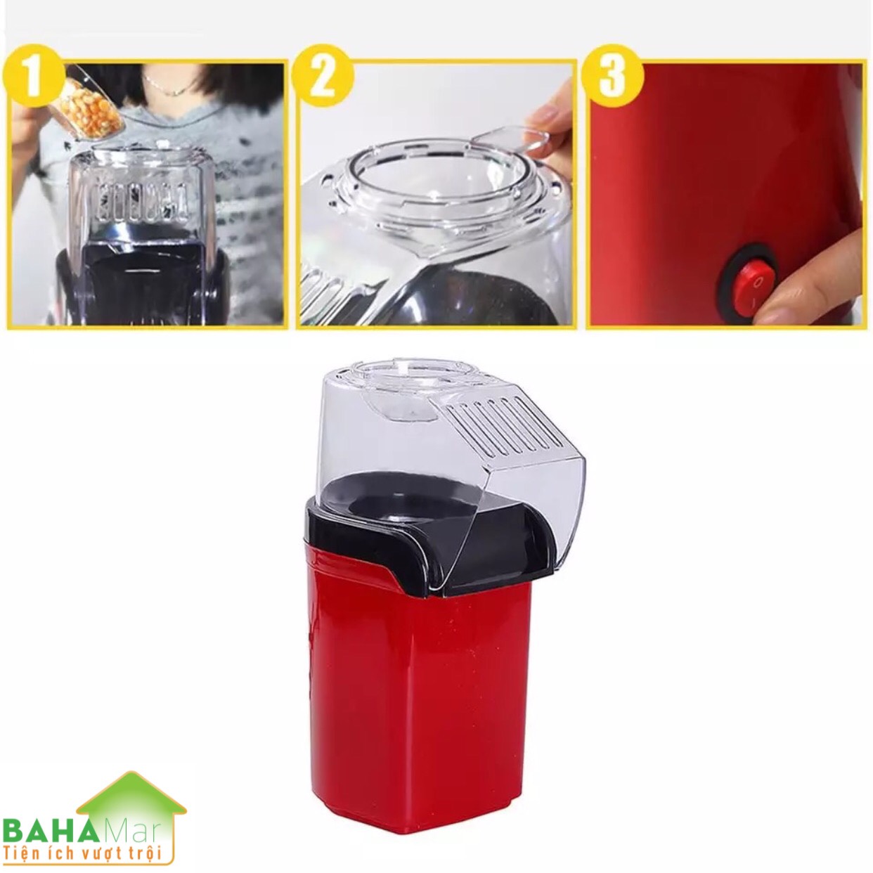 MÁY LÀM BẮP RANG BƠ POPPER TỰ ĐỘNG TẠI GIA ĐÌNH "BAHAMAR" tiện dụng và đảm bảo vệ sinh an toàn phù hợp dùng tại gia đình