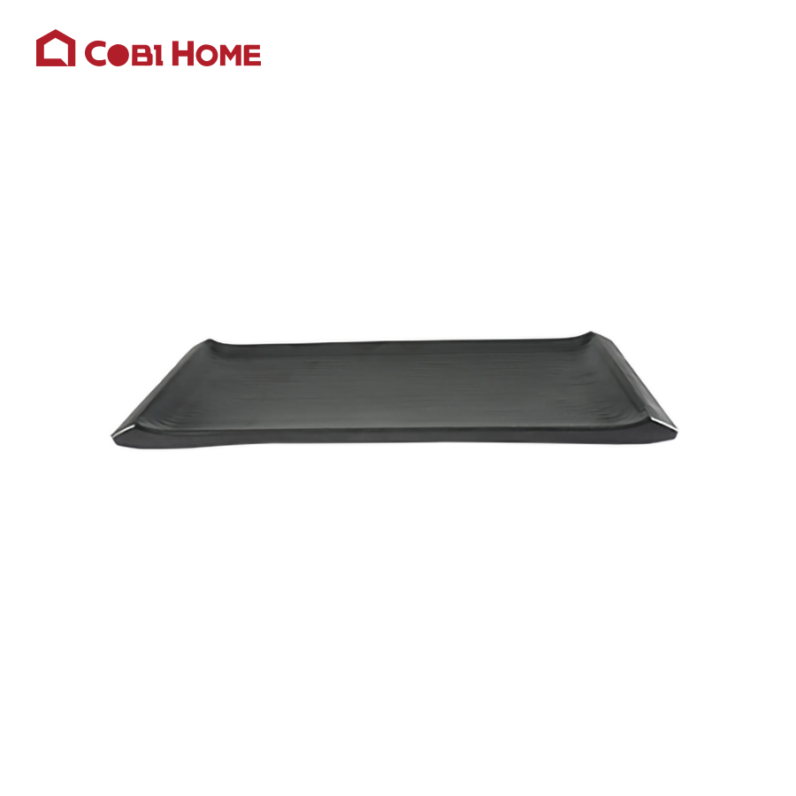 Đĩa hình chữ nhật có cạnh viền màu đen bằng melamine