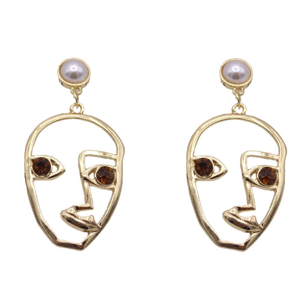 Fashion Personality Alloy Hollowe Face  Stud Earring Jewelry