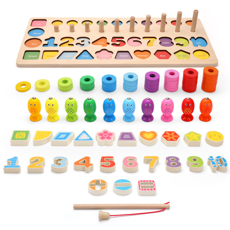 Bộ Đồ Chơi Bảng Gỗ 5IN1 Đồ Chơi Giúp Bé Phát Triển Trí Não Giáo Dục Theo Phương Pháp Montessori - Tặng Kèm 01 Tranh Ghép Bằng Gỗ