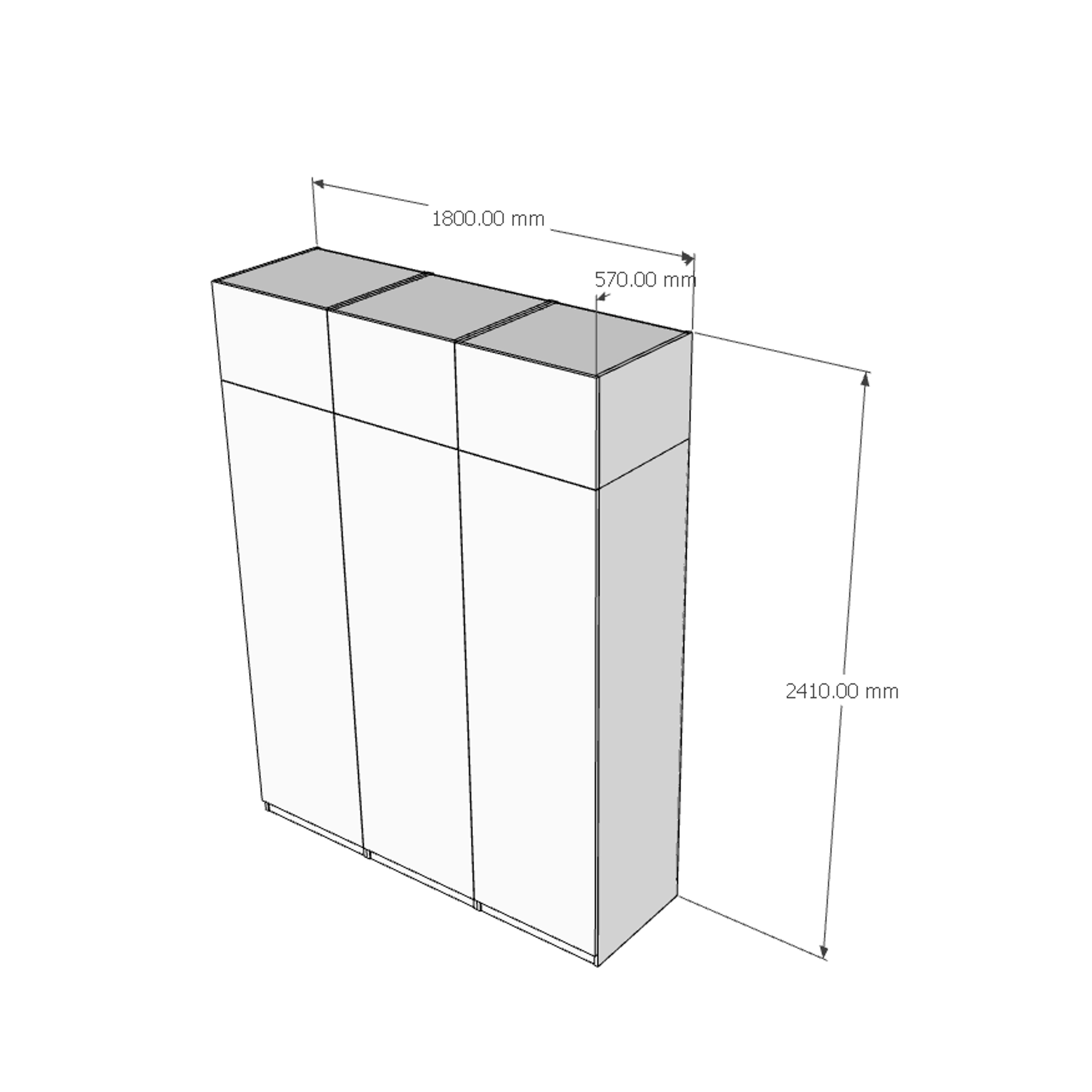 [Happy Home Furniture] SCANDINA, Tủ quần áo 3 cửa mở 1m8x2m4 ,180cm x 57cm x 241cm ( DxRxC), TCM_090