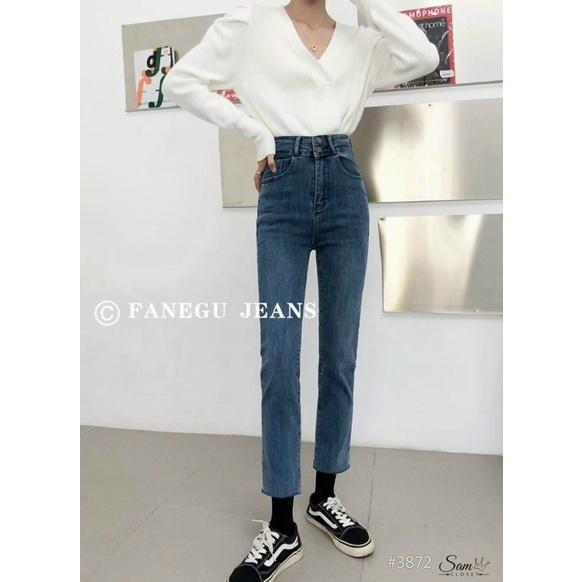 Quần jeans ống đứng 2 cúc - mã 3872