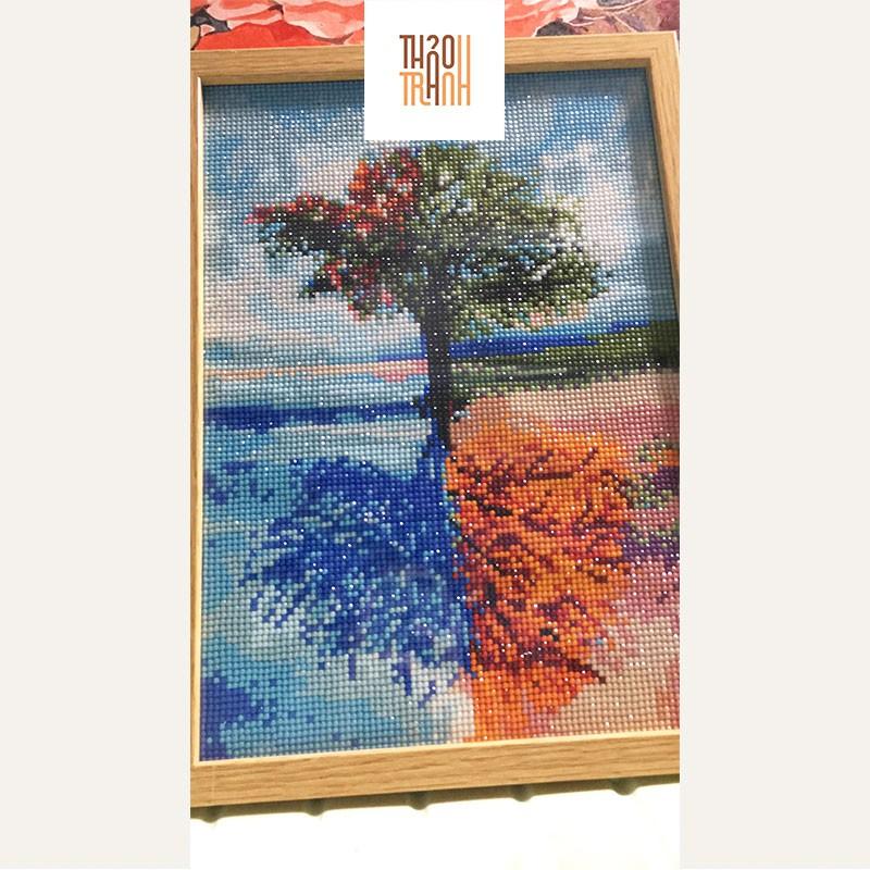 Khung Tranh Đính Đá Treo Tường - Đóng Khung Tranh Đính Đá 20x30,25x35,30x40 -Mặt Mica Trong suốt sang trọng