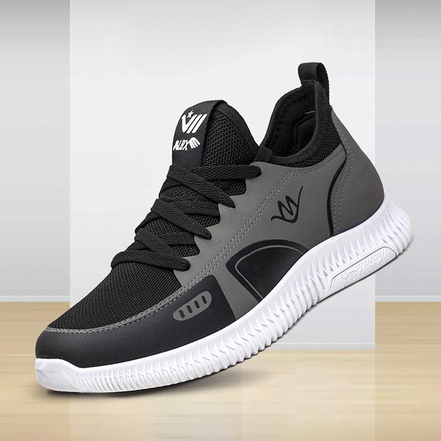 Giày Thể Thao Nam, Sneaker Da Phối Lưới Siêu Nhẹ, Đế Cao Su Non Siêu Mềm, Êm Chân BN0135