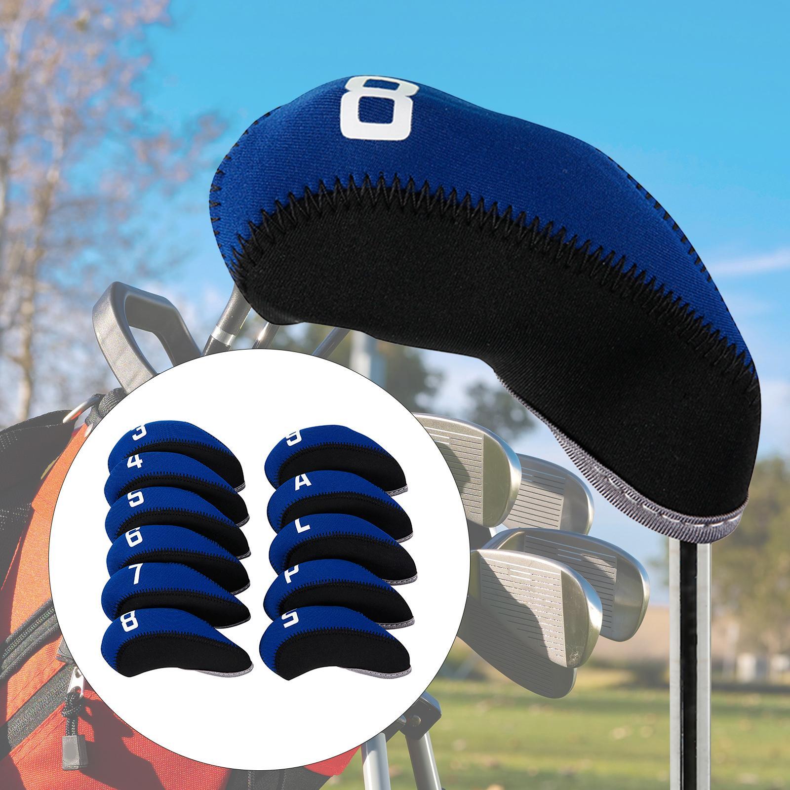 11Pcs Golf Iron Head Covers Neoprene Headcovers Protective Covers Blue Black