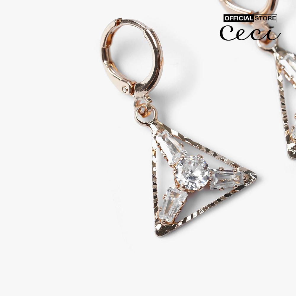 CECI - Khuyên tai nữ khoen tròn dạng thả thiết kế tam giác độc đáo CC1-06000161-27