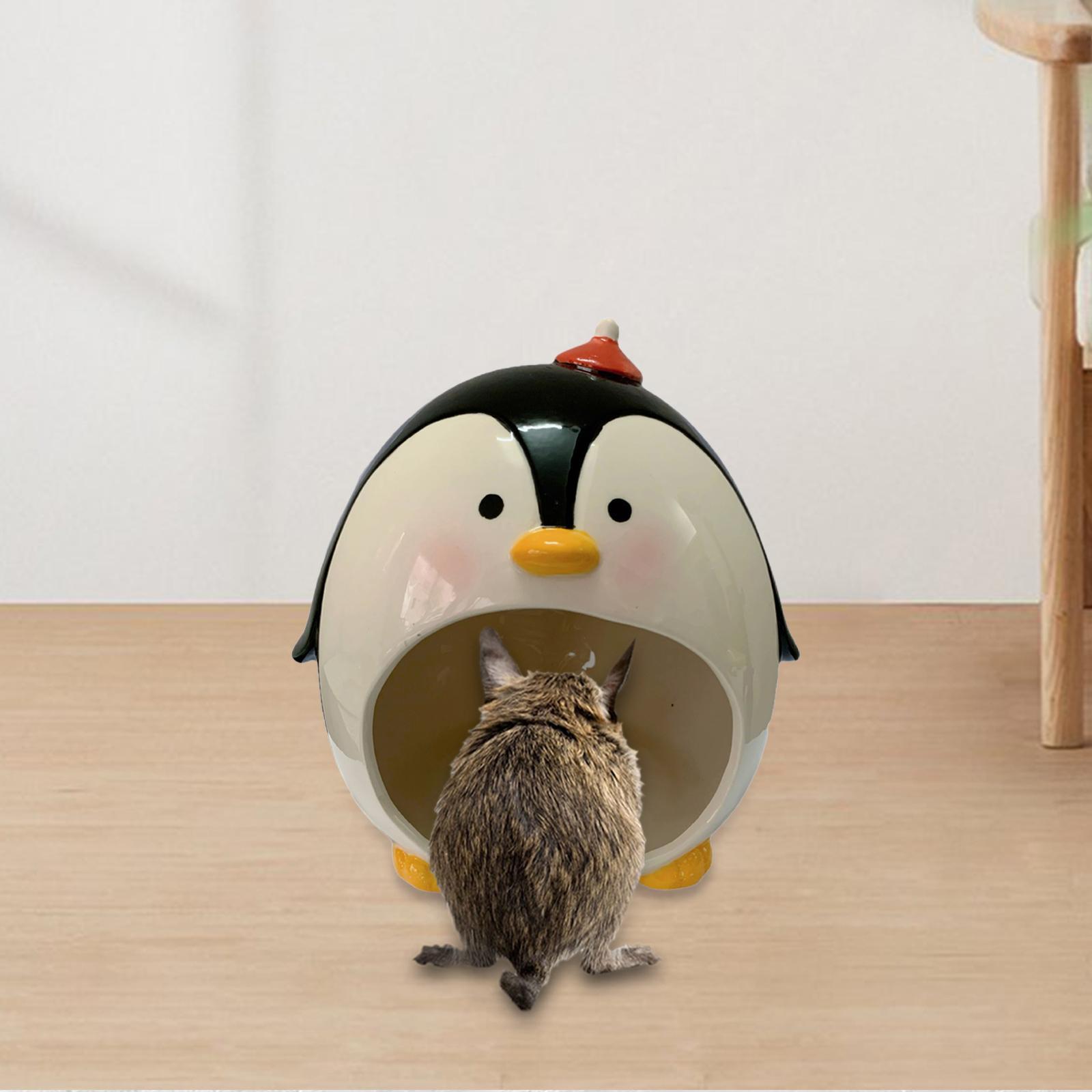 Hamster House Cave Bed Habitats Ceramic Penguin Shape Hamster Hideout House