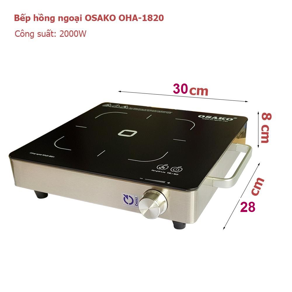 Bếp hồng ngoại 2000W kèm chảo chống dính, không kén nồi chảo,nút vặn nhiệt độ dễ sử dụng-Hàng chính hãng