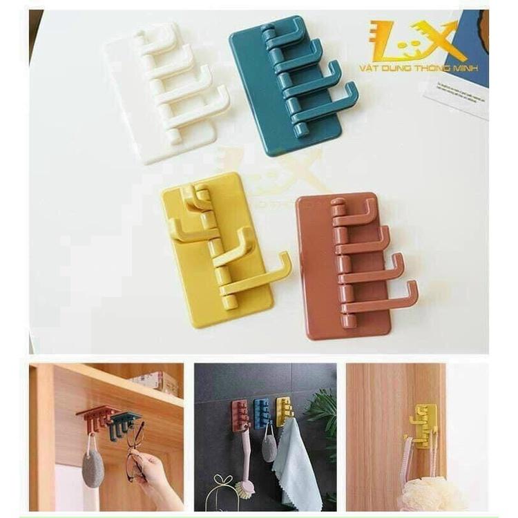 Móc treo đồ dán tường 4 nhánh, móc treo tiện lợi