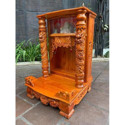 bàn thờ thần tài ông địa hộp đèn 56 x 88cm, bàn thờ ông địa gỗ gõ , bàn thờ gỗ