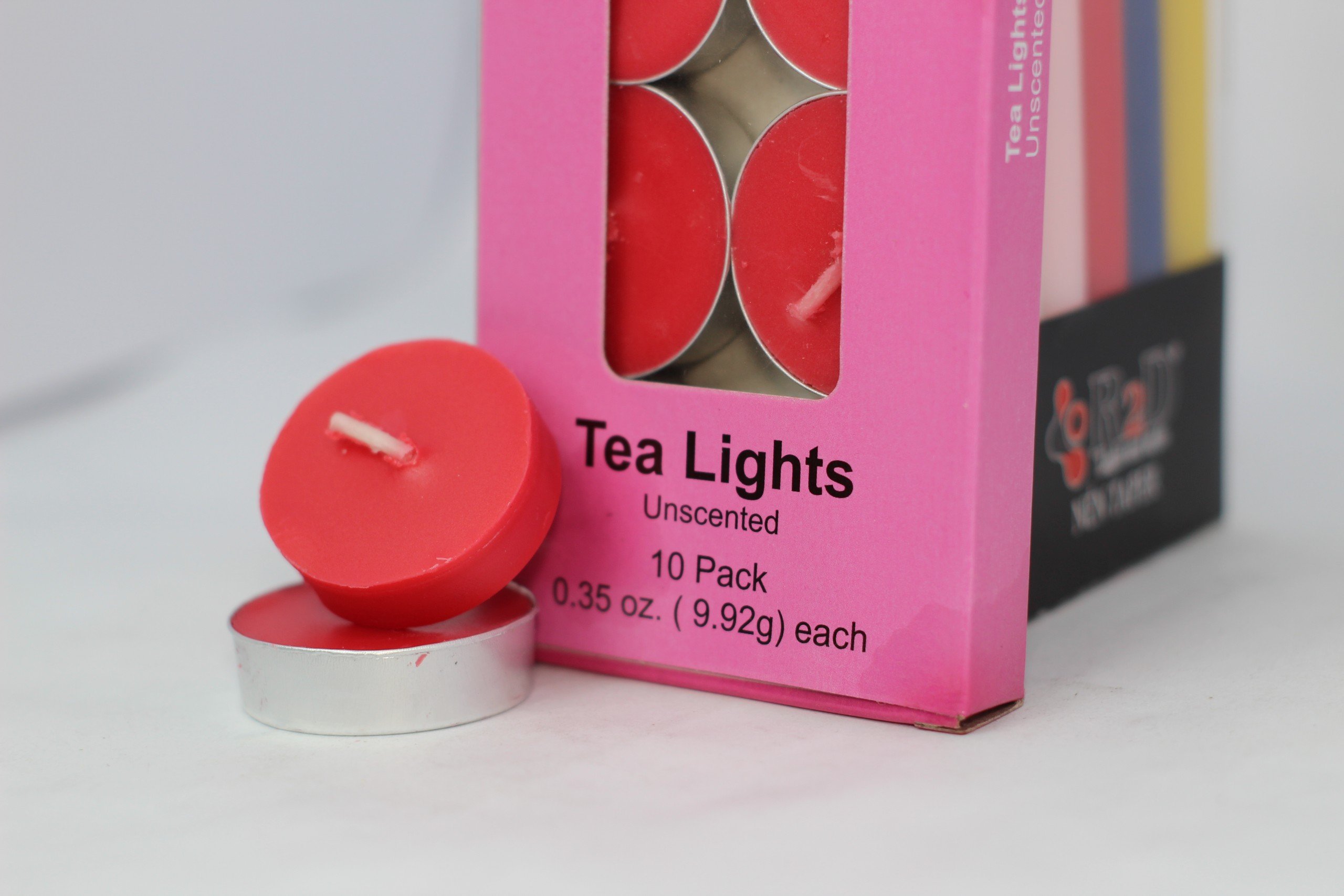 Nến trà Tealight màu đỏ hộp 10 viên chính hãng R2D không khói không mùi dùng cho đèn thiền