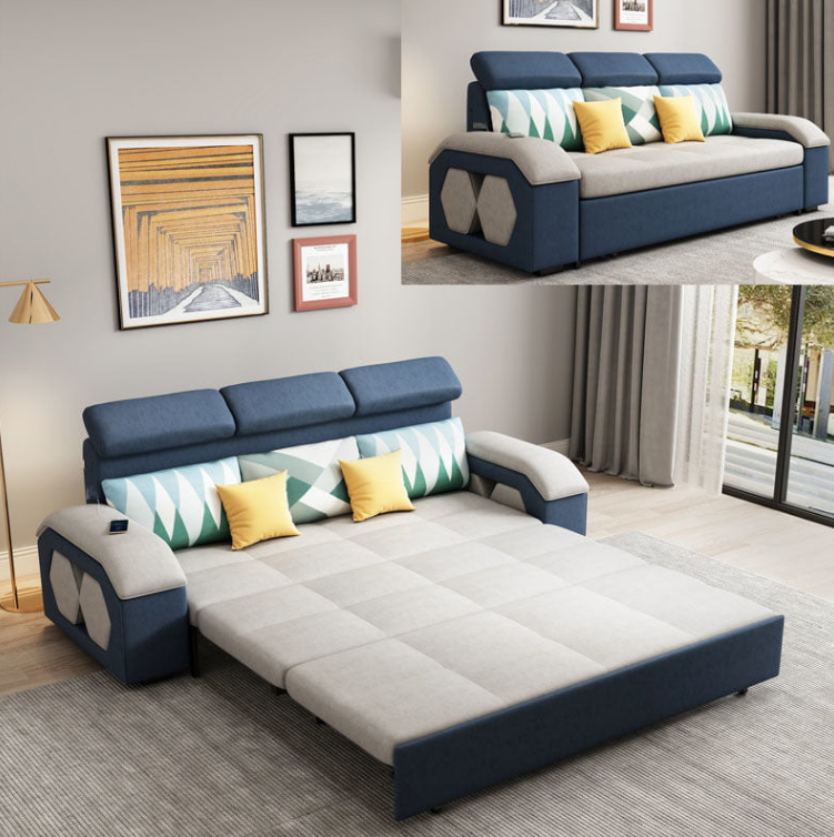 Sofa giường đa năng hộc kéo đầu bật cao cấp HGK-20 ngăn chứa đồ tiện dụng Tundo KT 2m2