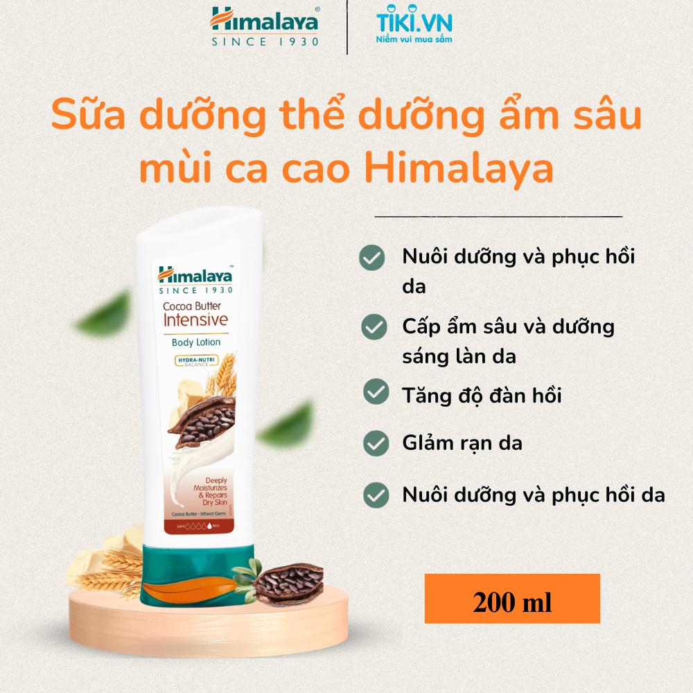 Sữa Dưỡng Thể Bơ Ca Cao Dành Cho Da Khô Himalaya Herbals