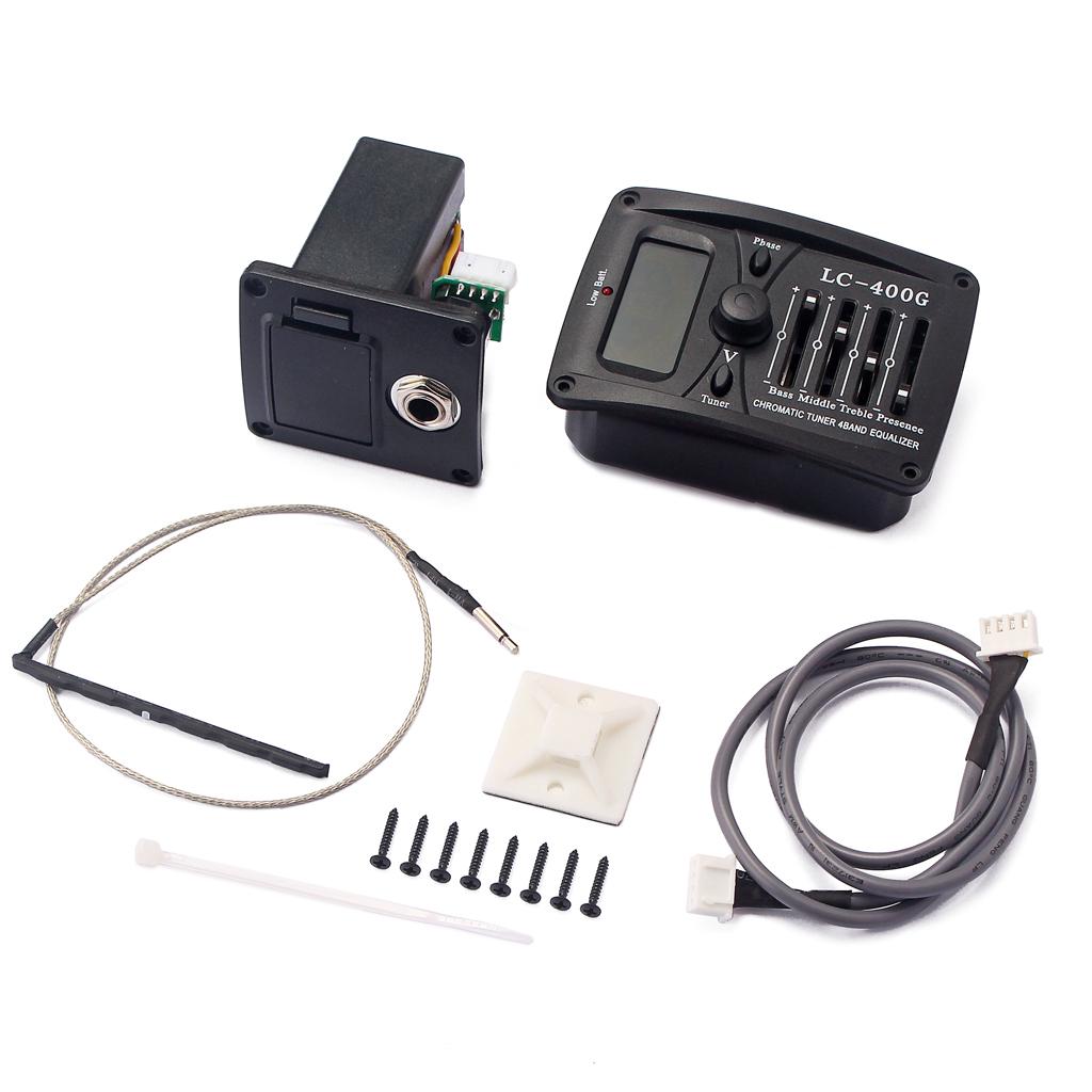 4 Band Acoustic Guitar Preamp Amplifier Tuner LC-400G Pickup with Battery Box