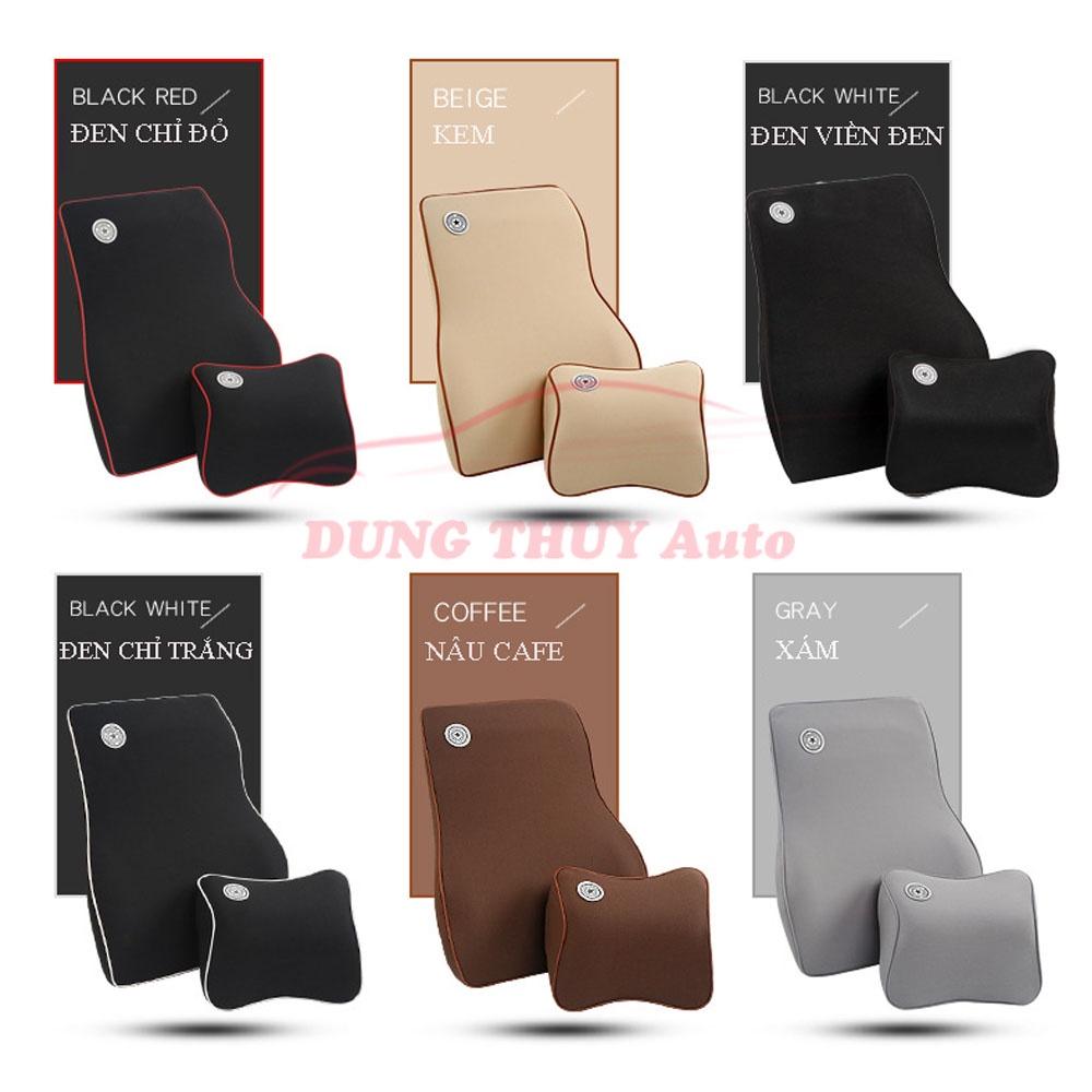 Gối tựa đầu tựa lưng ô tô cao su non đàn hồi - Tựa ghế oto vải cotton chống đau mỏi lưng , chất liệu cao su non cao cấp