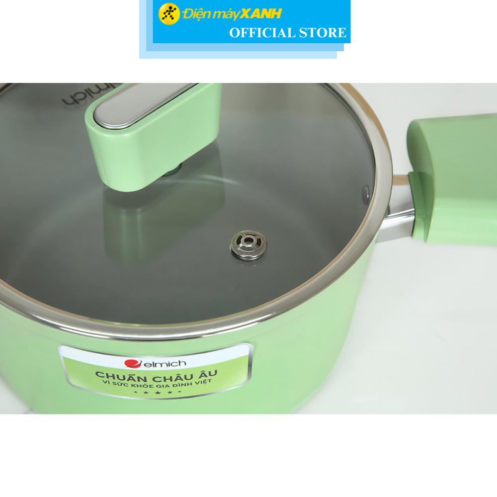 Nồi nhôm men sứ chống dính nắp kính 20 cm Elmich Hera II EL-5203GY20 - Hàng Chính Hãng