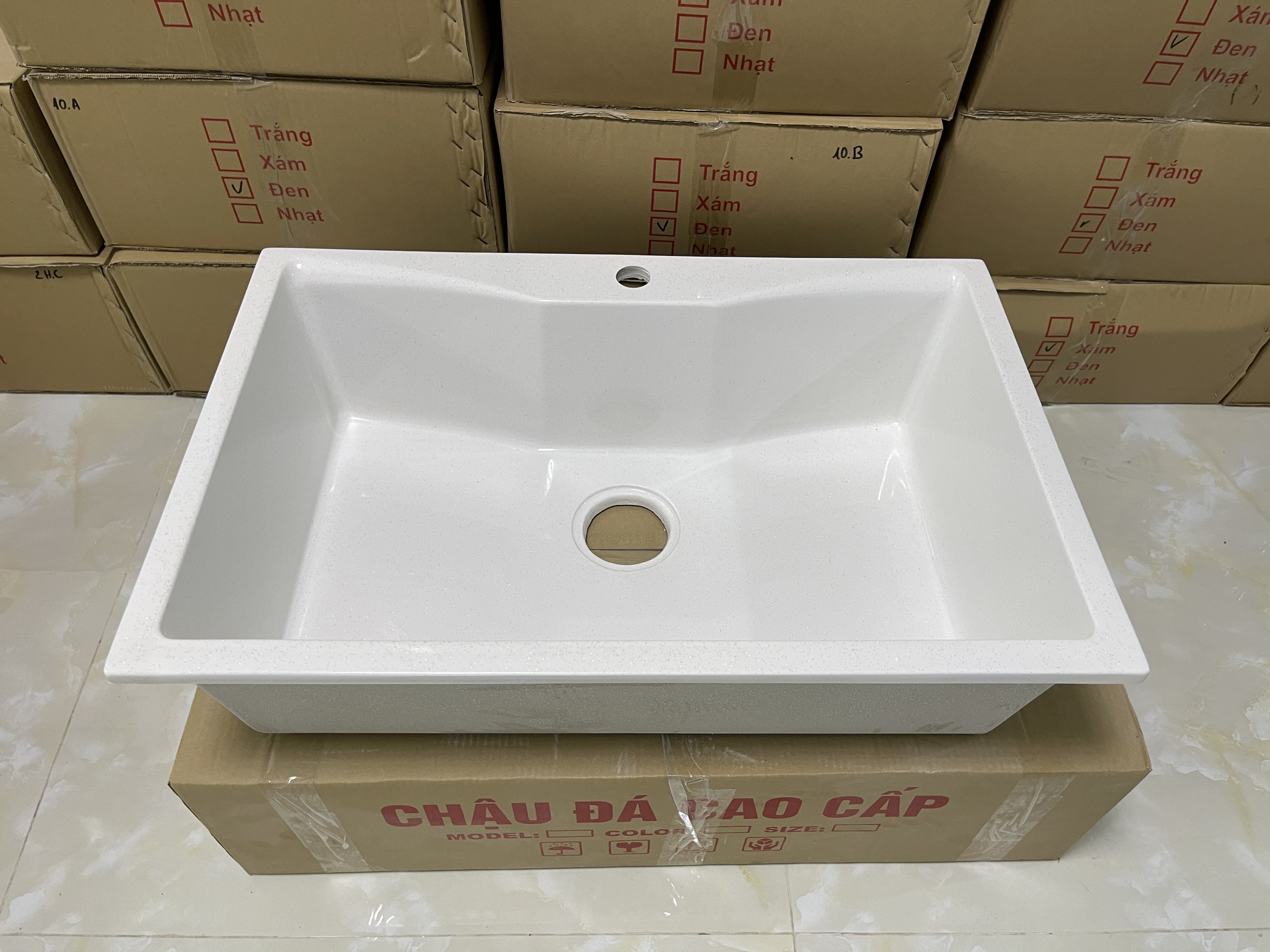 Chậu rửa chén bát đá nhân tạo -kích thước 73*48*20