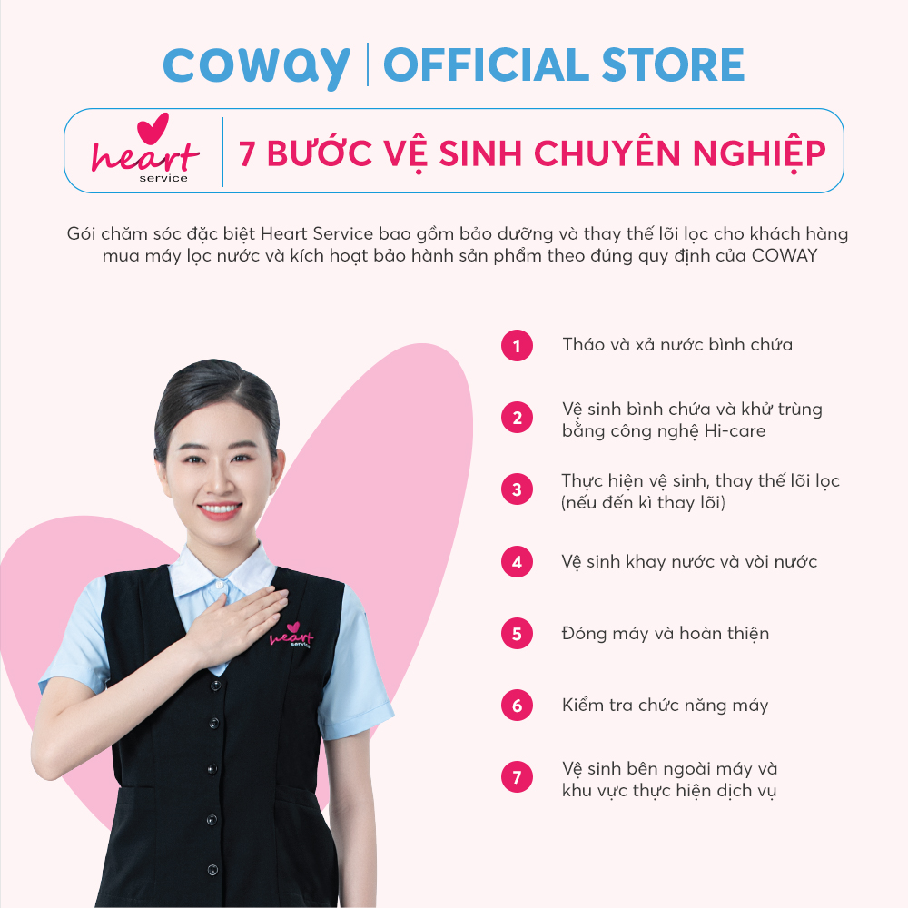 [2 năm] [E-Voucher] - Heart Service - Gói bảo dưỡng và chăm sóc máy lọc nước Coway tại nhà