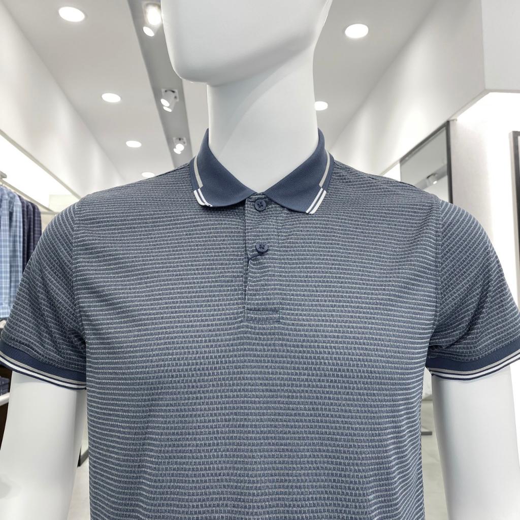 OWEN - Áo polo nam ngắn tay Owen chất thun lạnh màu xanh kẻ tăm 231216