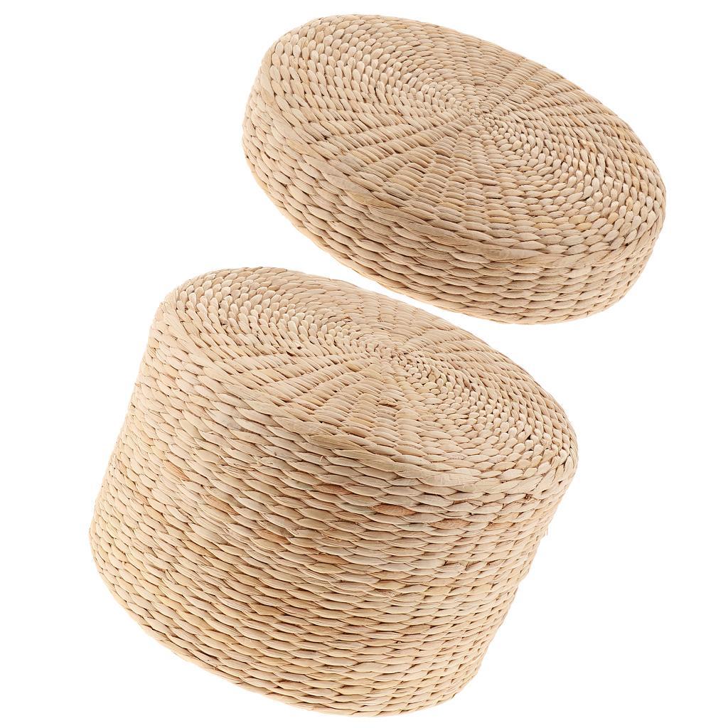 2 12'' Japanese Straw Tatami Floor Cushion Mat Futon Flat Meditation Cushion