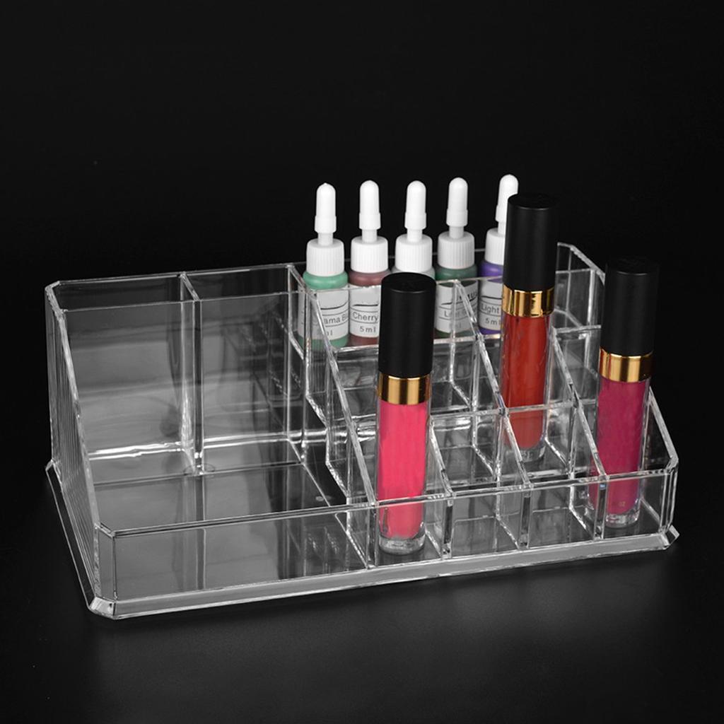 Acrylic Desk Lipstick Holder Display Cosmetic Organizer Makeup Case 16 Slots