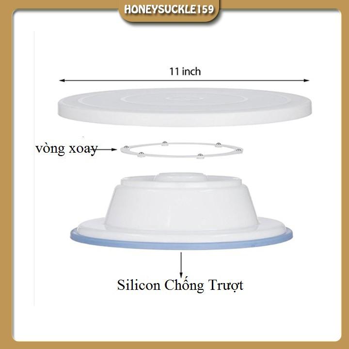 Bàn Xoay Làm Bánh Nhựa Đế Silicon Chống Trơn 28cm