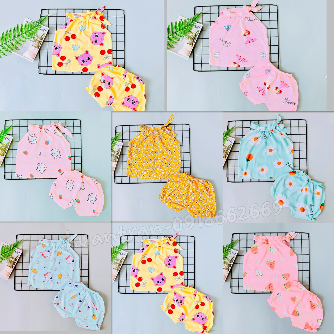 Bộ hè bé gái, chất lanh lụa (tole) cao cấp loại 1, mẫu lanh yếm size 5-20kg