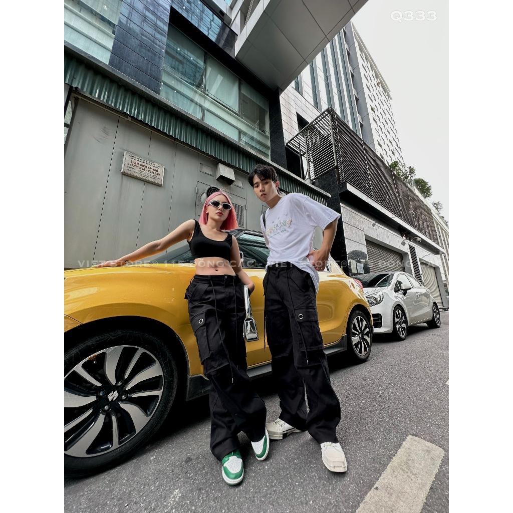 Quần Kaki Cargo Pant Túi Hộp Ống Suông Richky Màu Đen Q333