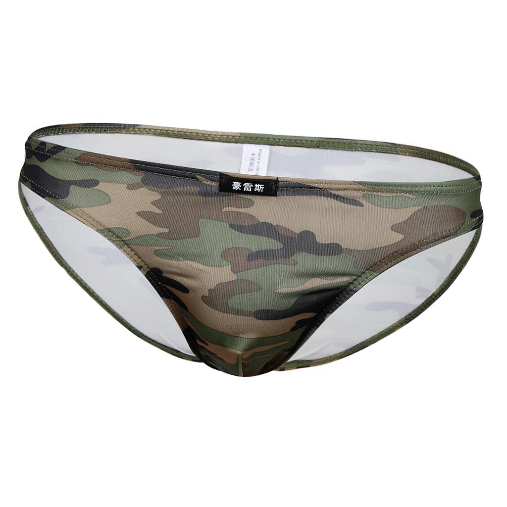 Men's Comfy Breathable Low Rise Elastic Camouflage Briefs Underwear Shorts