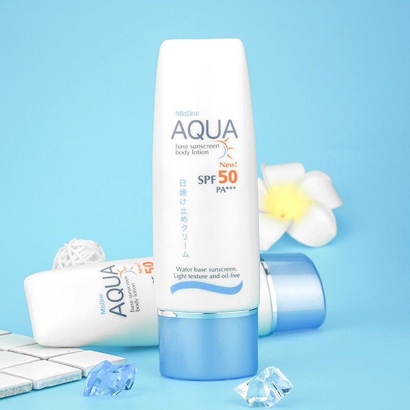 Kem chống nắng toàn thân Mistine Aqua Base Sunscreen Body Lotion SPF 50 PA +++ 70ml tặng móc khóa