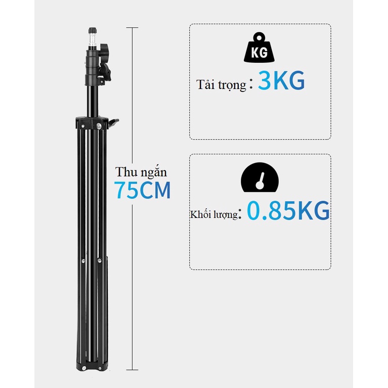 Chân Đèn 2M Chuyên Dùng Trong Studio, Chân Đèn Flash, Chân Đầu Ren 1/4 Hàng Chính Hãng