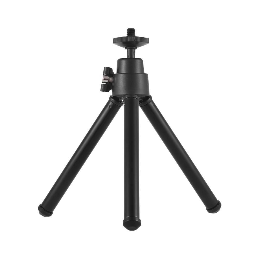 Mini Tripod 2-Section Extendable Desktop Tripod Stand Holder 1/4 Inch Screw Mounts for Phone ILDC Max. Load 0.5kg Black